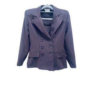 DBY Business Blazer Jacket Size Small Women’s Plaid Coat Purple Long Sleeve